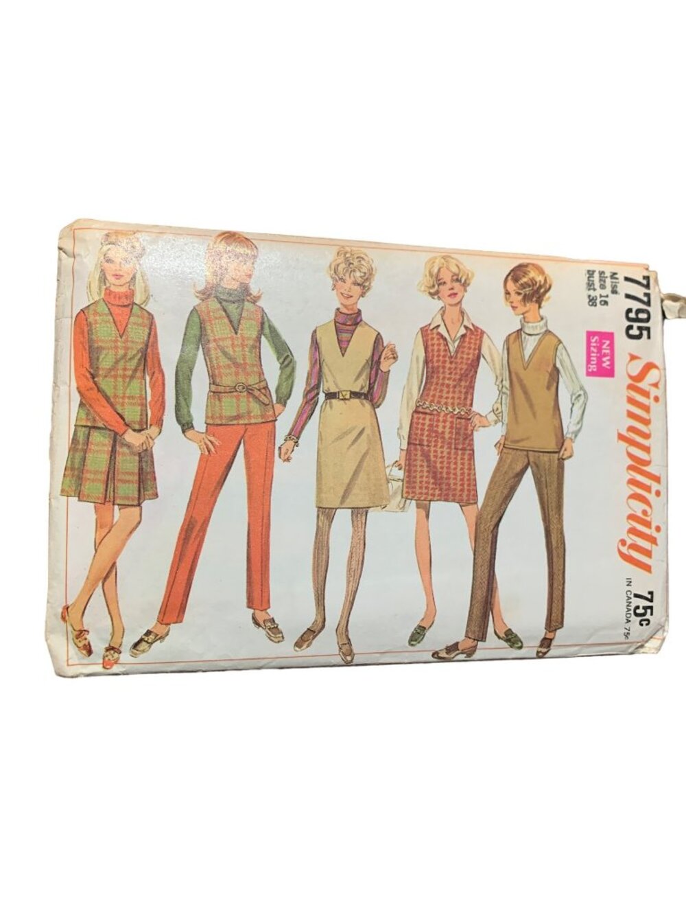 Simplicity 7795 1960s Sewing Pattern Misses Size 16 Dress Pants